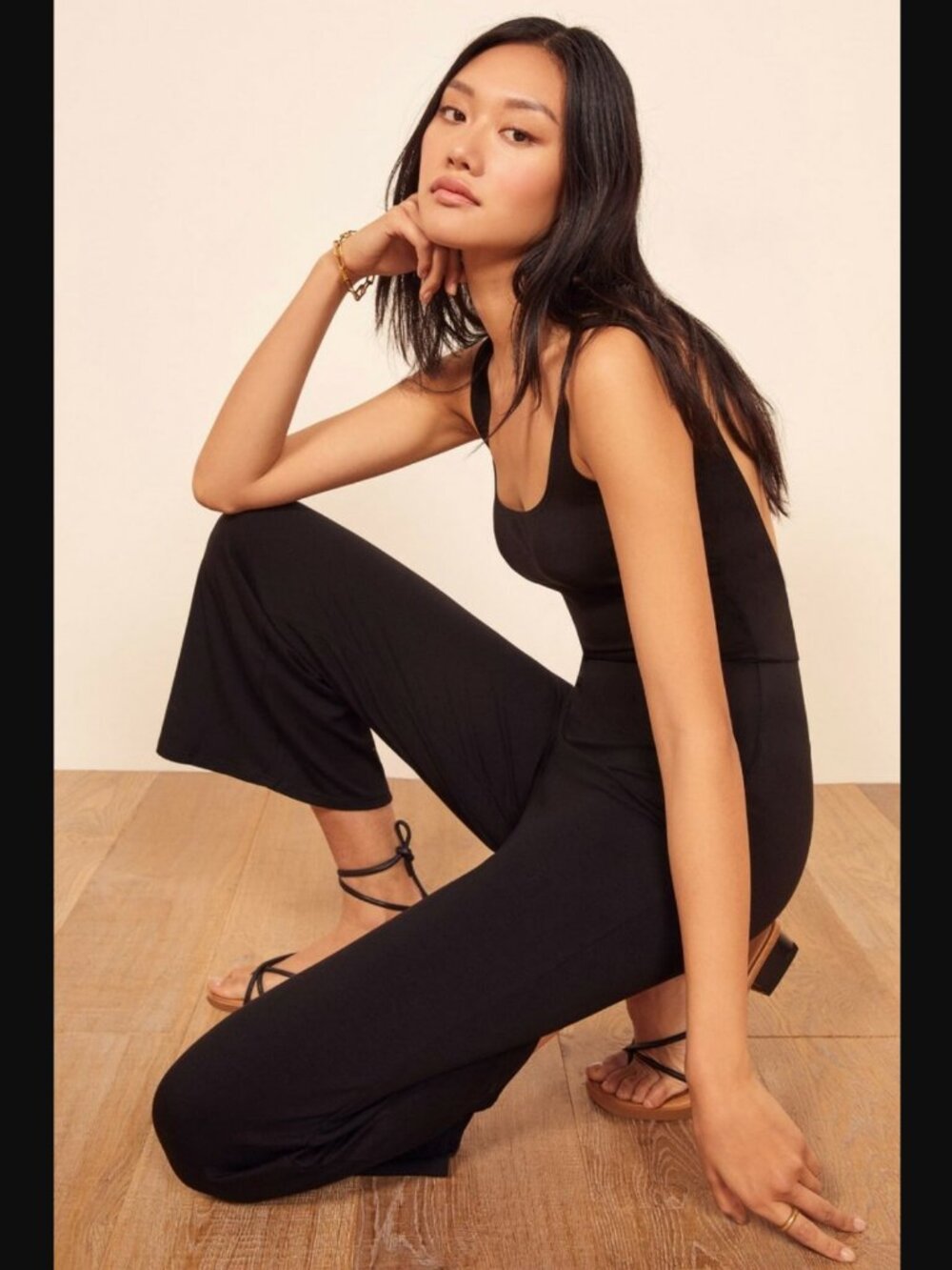 Reformation Rylee Scoop Back Jersey Stretch Knit Crop Black Jumpsuit Sz. XS NWOT - Picture 5 of 9